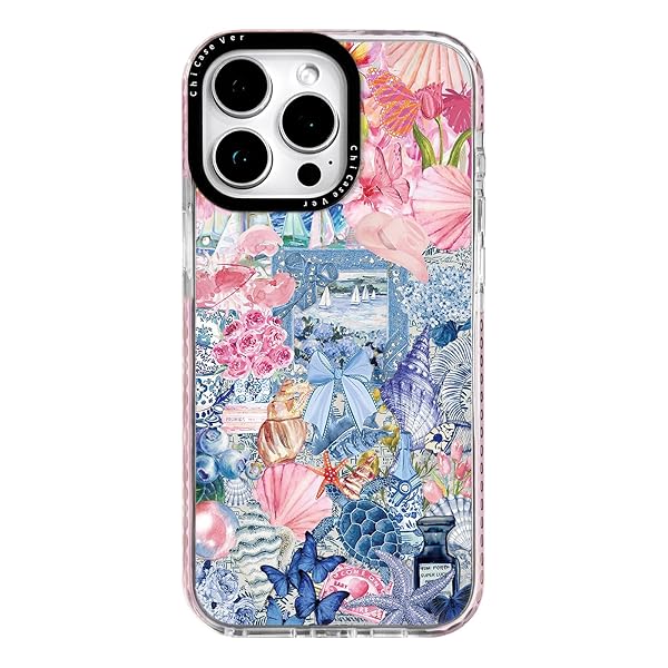 ChiCaseVer for iPhone 13 Pro Case, Coastal Vintage Collage Pattern, Military-Grade Drop Protection, Vintage Coastal Soft Slim TPU Protective Cover with Camera Protection for Women & Girls