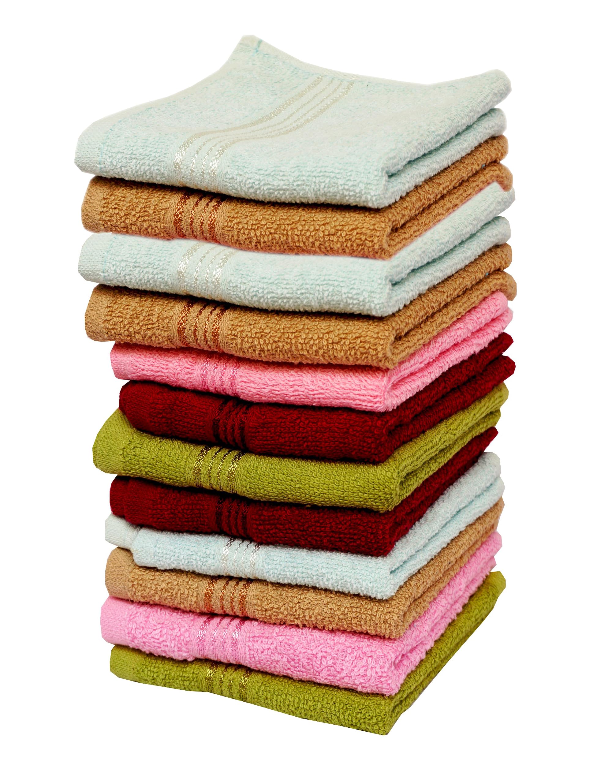 Space Fly 500 GSM Cotton Fresh Loom Towels - Soft Face & Hand Napkins for Men, Women & Babies - Set of 12-image-47