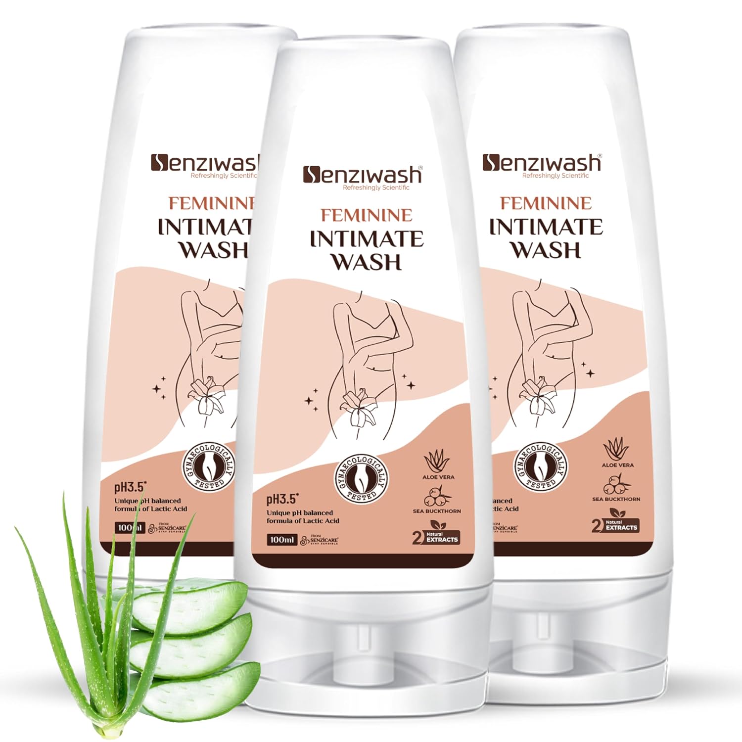Senziwash Intimate Wash for Women | Daily hygiene formula with natural ingredients | Enriched with Aloe & Sea Buckthorn | ...