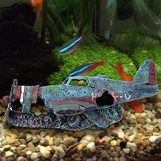 01 Aquarium Plane Decor, Very Vivid Fish Tank Decoration, No Harm to Fishes Multiple Holes Non-Toxic for Fish Tank for Aquarium Home for Decorating