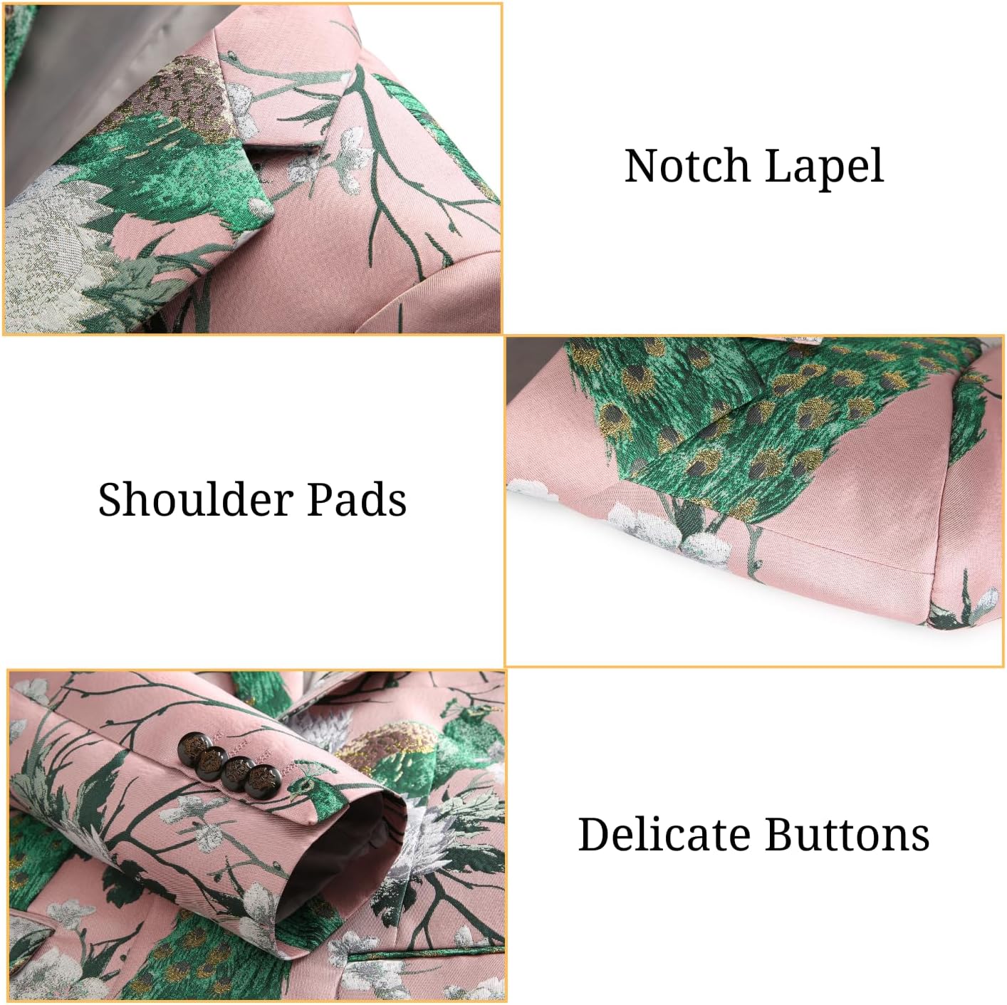 UNINUKOO Blazer for Men Casual Slim Fit Mens Suits Jacket Lightweight Floral Dinner Party Sport Coat Suit Separates