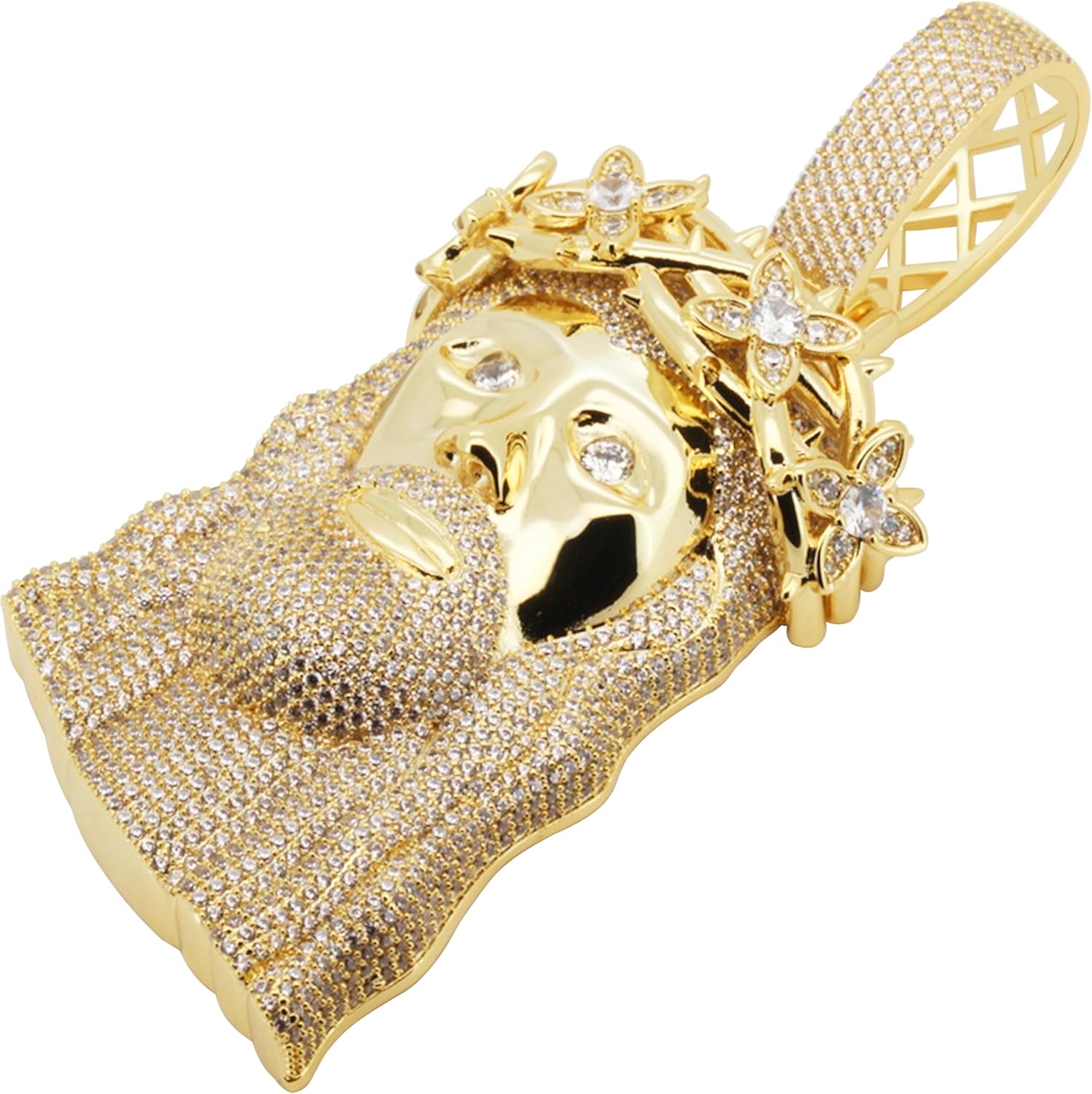 14K Yellow/White Gold Plated Brass AAA Cubic Zirconia Jesus Piece Pendant Hip Hop Costume Fashion Jewelry For Men