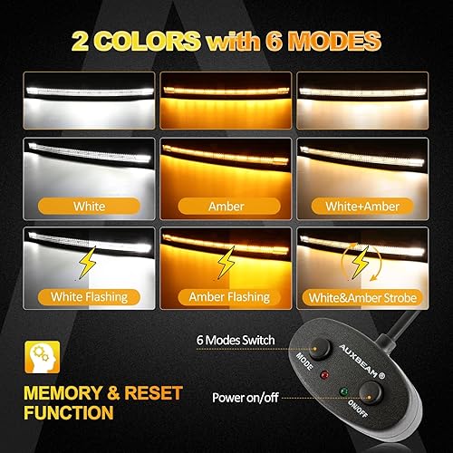 Miniatura 3 de Auxbeam Barra de luz LED de 50 pulgadas, luces estroboscópicas curvadas de 288 W, 6 modos de inundación, haz combinado de luz antiniebla para