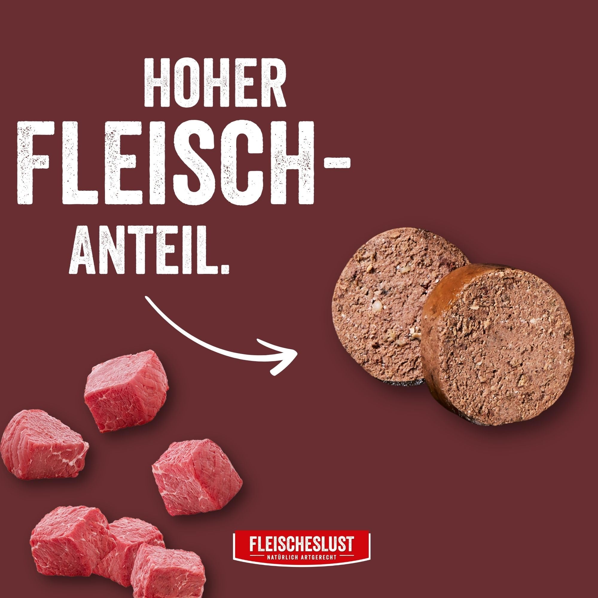 Steakhouse Büffel pur (12x500g), Nassfutter für Hunde & Katzen, sensitives Ergänzungsfutter, Monoprotein, getreidefrei, 12x Wurst von Fleischeslust