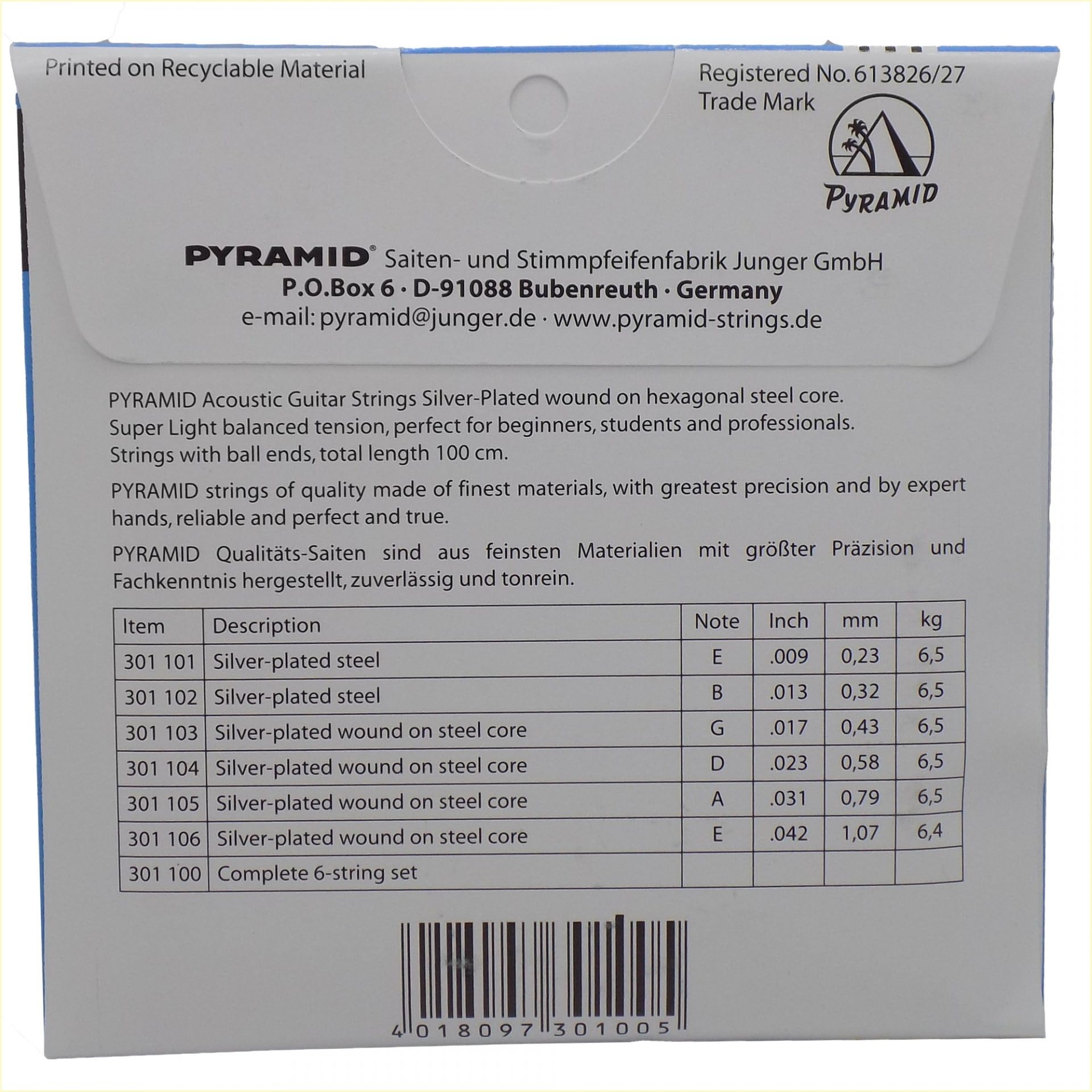 Pyramid Superior Super Light Westerngitarrensaiten – 0.009-0.042, Versilbert Umsponnen, Für Brillanten Klang