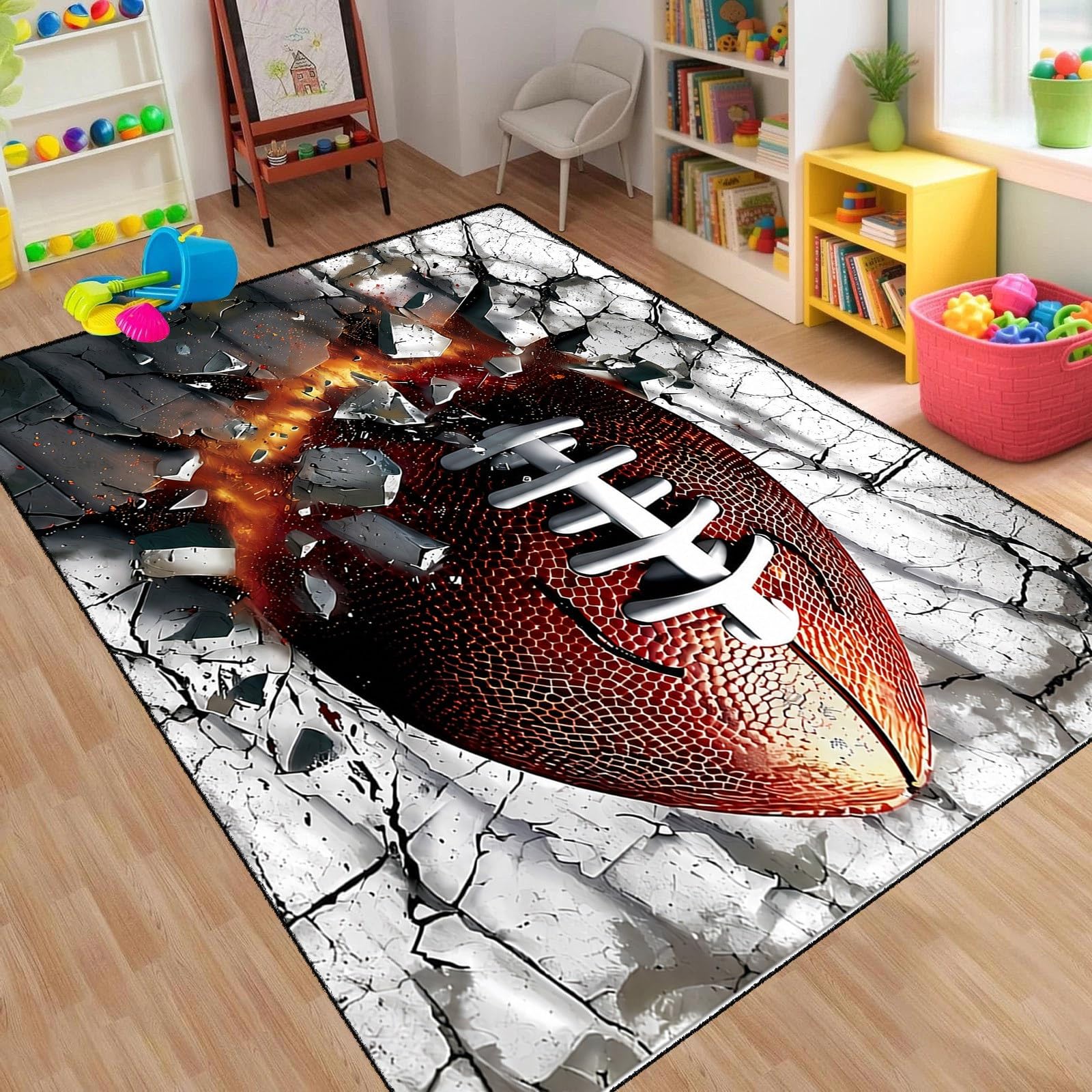 MUOUCTE American Football Carpets 3D Broken Rock Sports Carpet 120x180cm