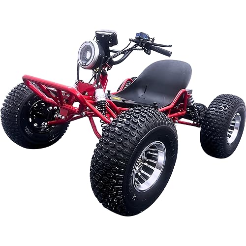 48V Electric Go Kart, 1500W Motor, 12+ Mile Range, 8" Alloy Wheels, 440 lbs Capacity, 3-Speed with LED Lights & Charger — for Outdoor Recreation & Backyard Trails (Red)