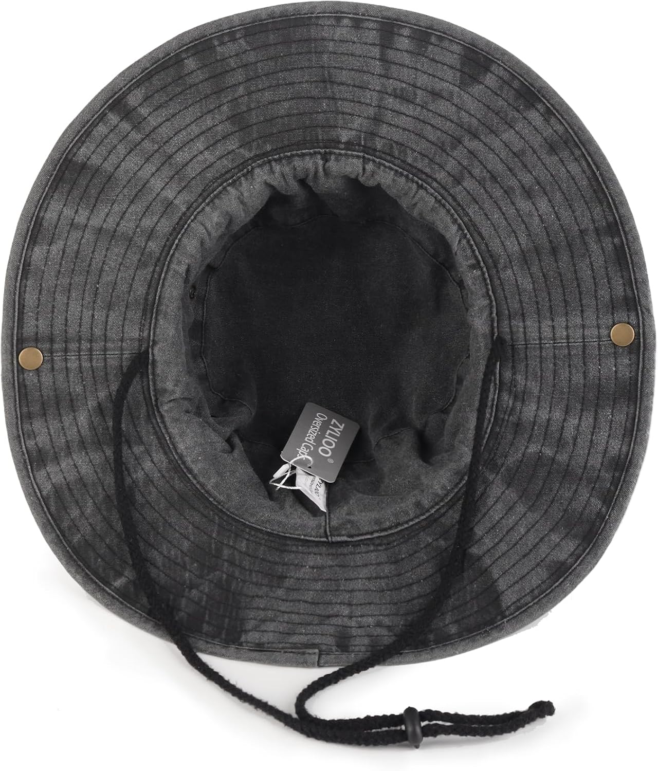 Zylioo XXL Boonie Sun Hat for Big Heads, Washed Wide Floppy Brim Hiking Hat with Chin Strap, Cooling Safari Fishing Hat