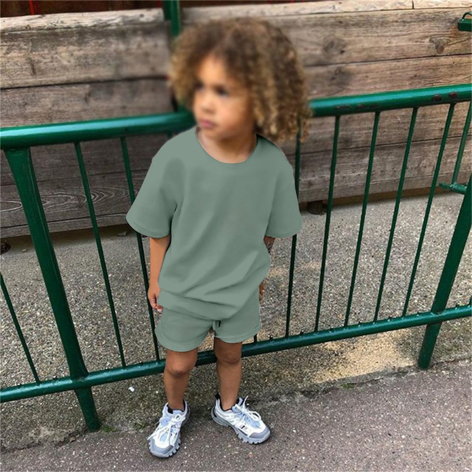Generisch Conjunto de 2 piezas de chándal para niños pequeños, para verano, camiseta de manga corta con pantalones cortos