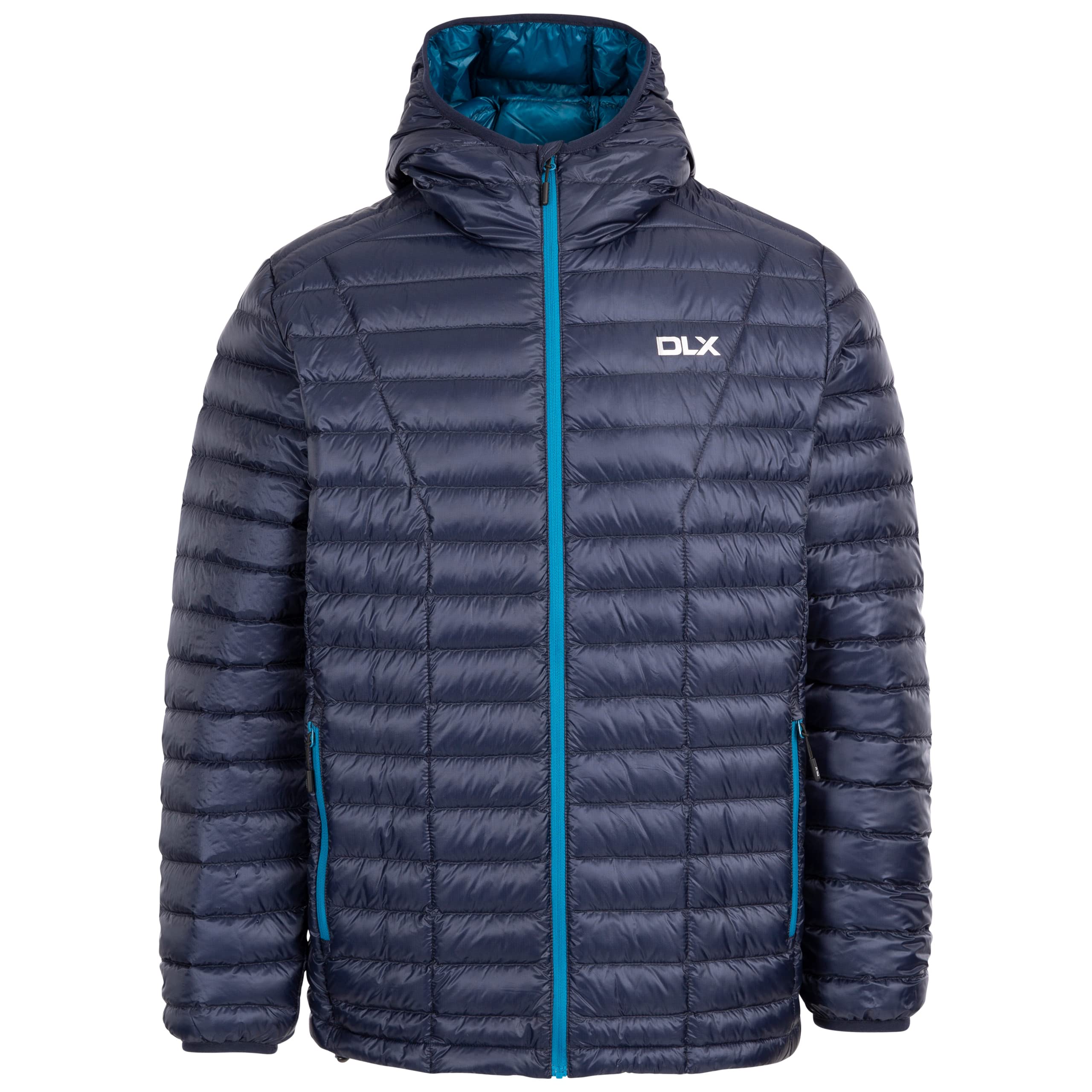 Dlx Men's Navy Down Jacket Hood Padded Outdoor Casual Coat Zoltan