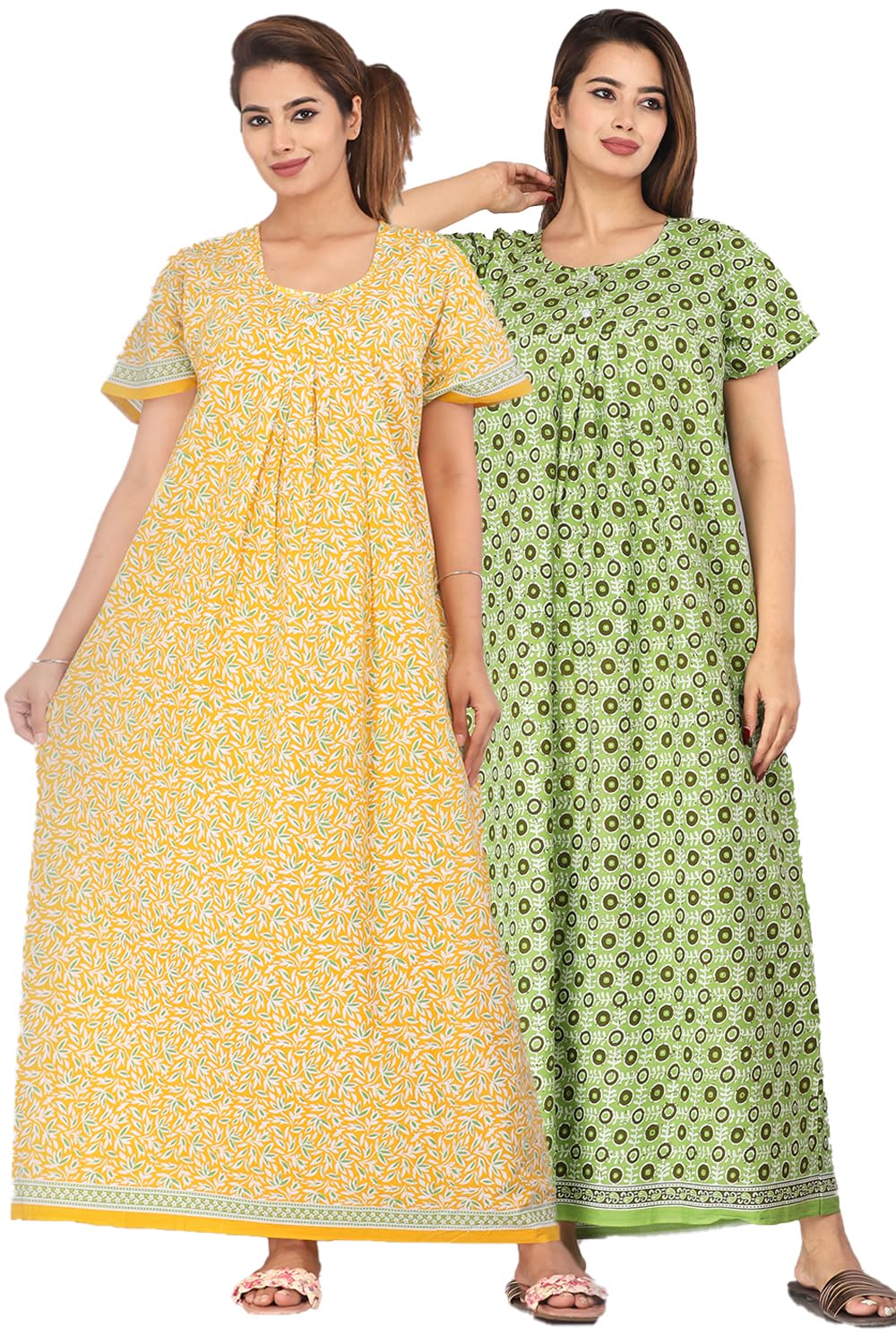 monique Brand Women Cotton Nighty| Short Sleeves | Night Wear | Maxi for Women | Round Shaped Neck - Cotton Fabric-picture-43