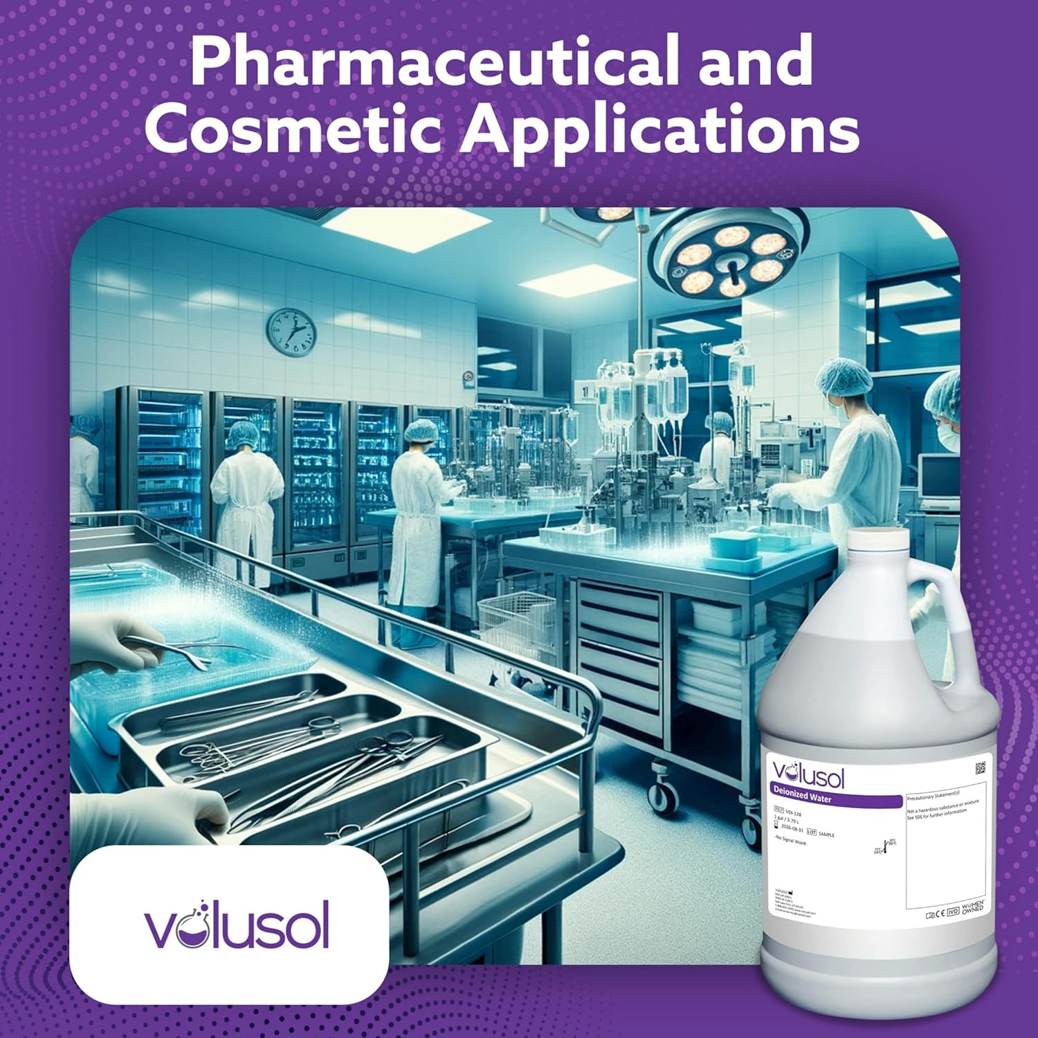 Prime Deionized Water - Laboratory Grade DI Solution for Deep Cleaning, Cooling, Cosmetics & Hygiene - (4-Pack)