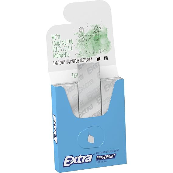 EXTRA Peppermint Sugar Free Gum Back To School Chewing Gum, 6 Pack Bulk Gum (45 Sticks Total)