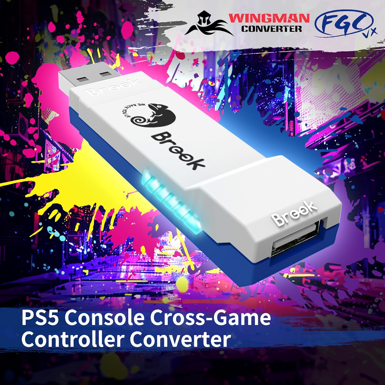 Brook Wingman FGC VX Arcade Controller Converter for PS5/PS4/PC – Supports 150+ Wired Controllers, Low-Latency Adapter for Arcade Sticks & Fightpads, Compatible with All PS5/PS4 Games