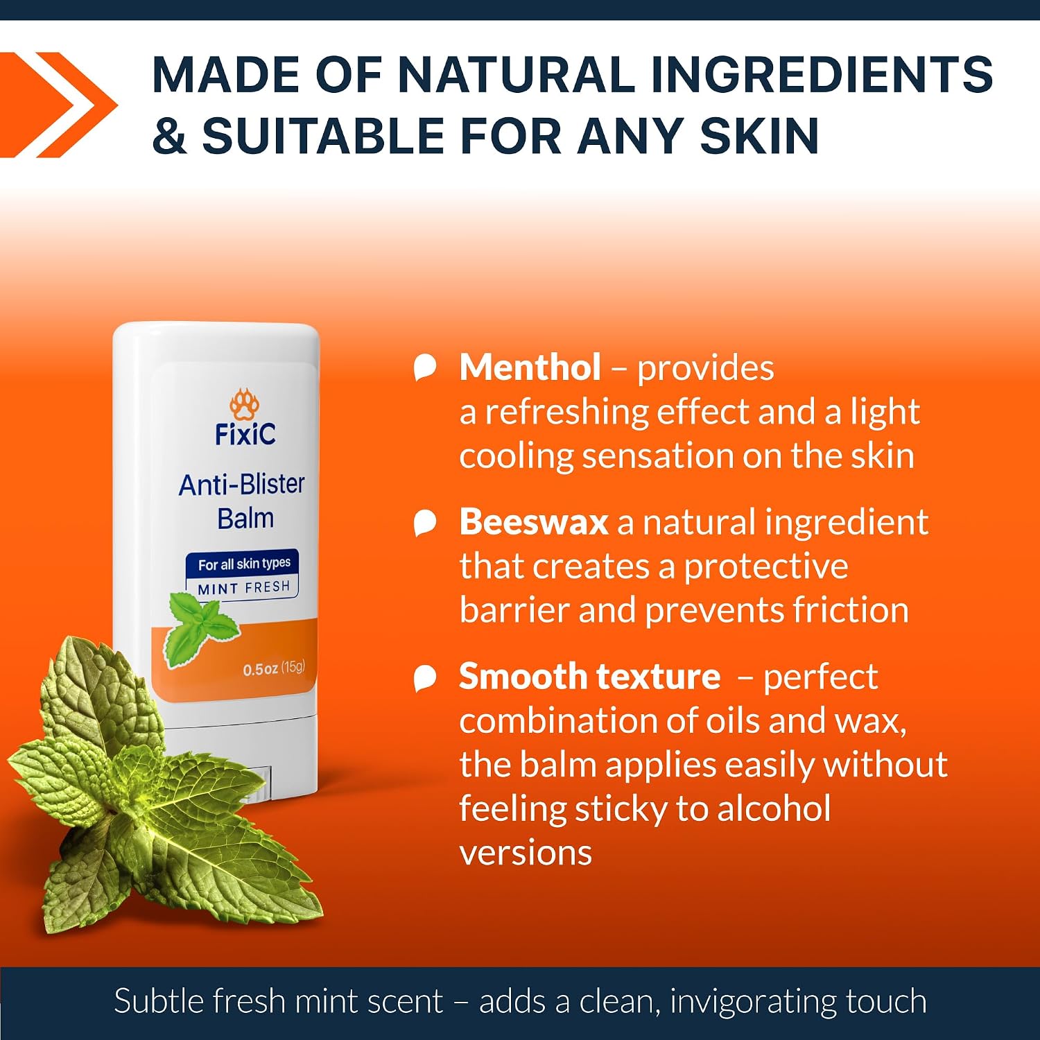 Fixic Anti Blister Balm - 2 PCS Pack - Premium Blister Prevention Balm with Mint Scent - Anti Chafing Stick for Heel Blister Prevention - Anti Chafe Stick to Forget About Blisters Forever!