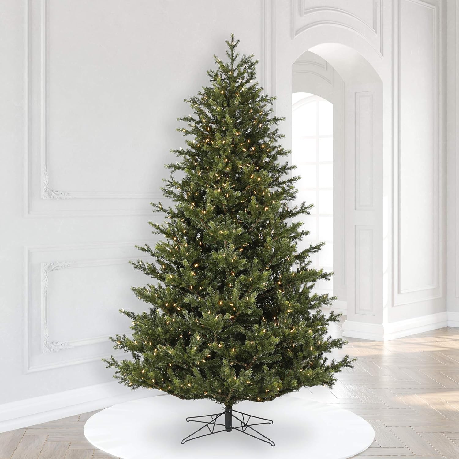 Vickerman 7.5' Welch Fraser Fir Artificial Christmas Tree - Warm White Dura-lit LED Lights - Lifelike Indoor Seasonal Home Decor - Maintenance Free Faux Fraser Fir Christmas Tree