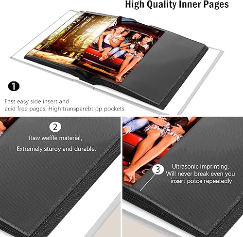 Miniatura 6 de Álbumes de fotos de 4 x 6, 72 bolsillos, paquete de 4 unidades, álbum de fotos pequeño de 4 x 6, mini álbum de fotos de 4 x 6, cubierta de lino con