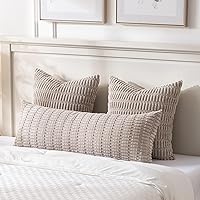 Vista 189 de Fancy Homi Fundas de almohada decorativas bohemias de 20 x 20 pulgadas para sala de estar, sofá, cama, sillón, rústico, moderno, decoración del Crema