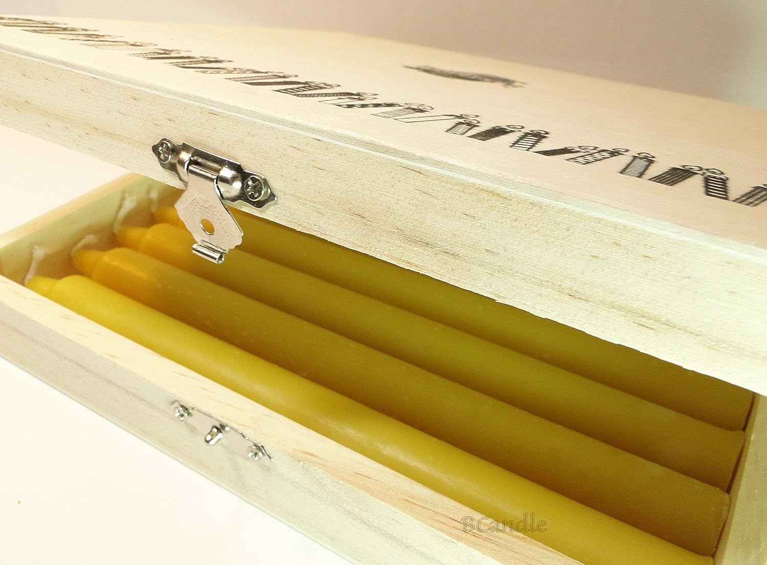 100% Beeswax 7-Hour Candles Organic Hand Made - 7 1/2 Inches Tall, 3/4 Inch Diameter (Pack of 10), Wood Box