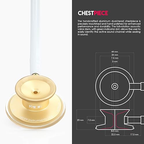 Miniatura 28 de MDF Acoustica MDF747XP09 Estetoscopio ligero para médicos, enfermeras, estudiantes, uso en el hogar, adulto, doble campana, tubo color verde oscuro