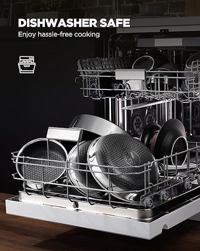 Miniatura 5 de Sartenes antiadherentes, 12 pulgadas con tapa, sartén compatible con inducción, utensilios de cocina sin PFOA