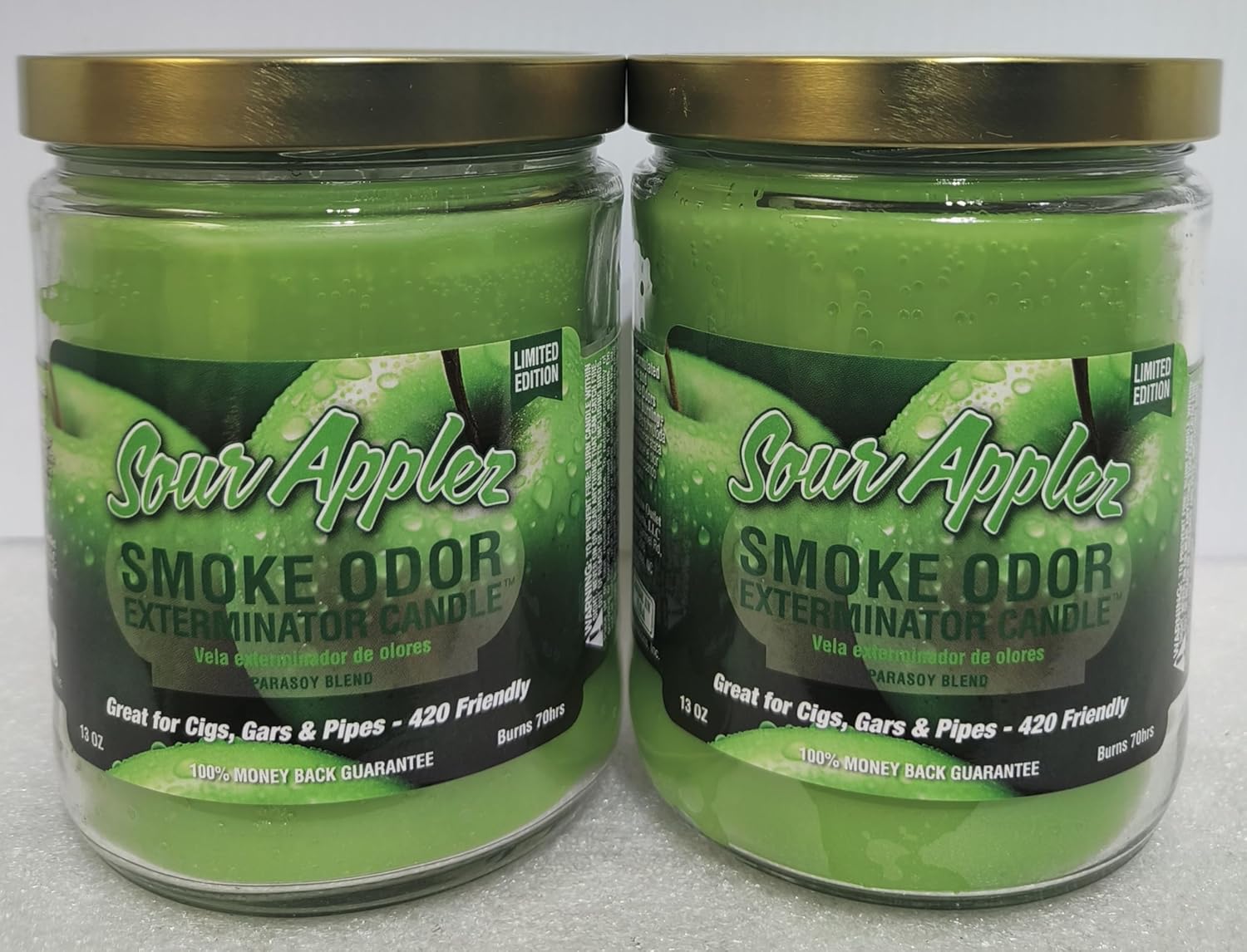 Smoke Odor Exterminator 13oz Jar Candle, Sour Applez 2 Pack.
