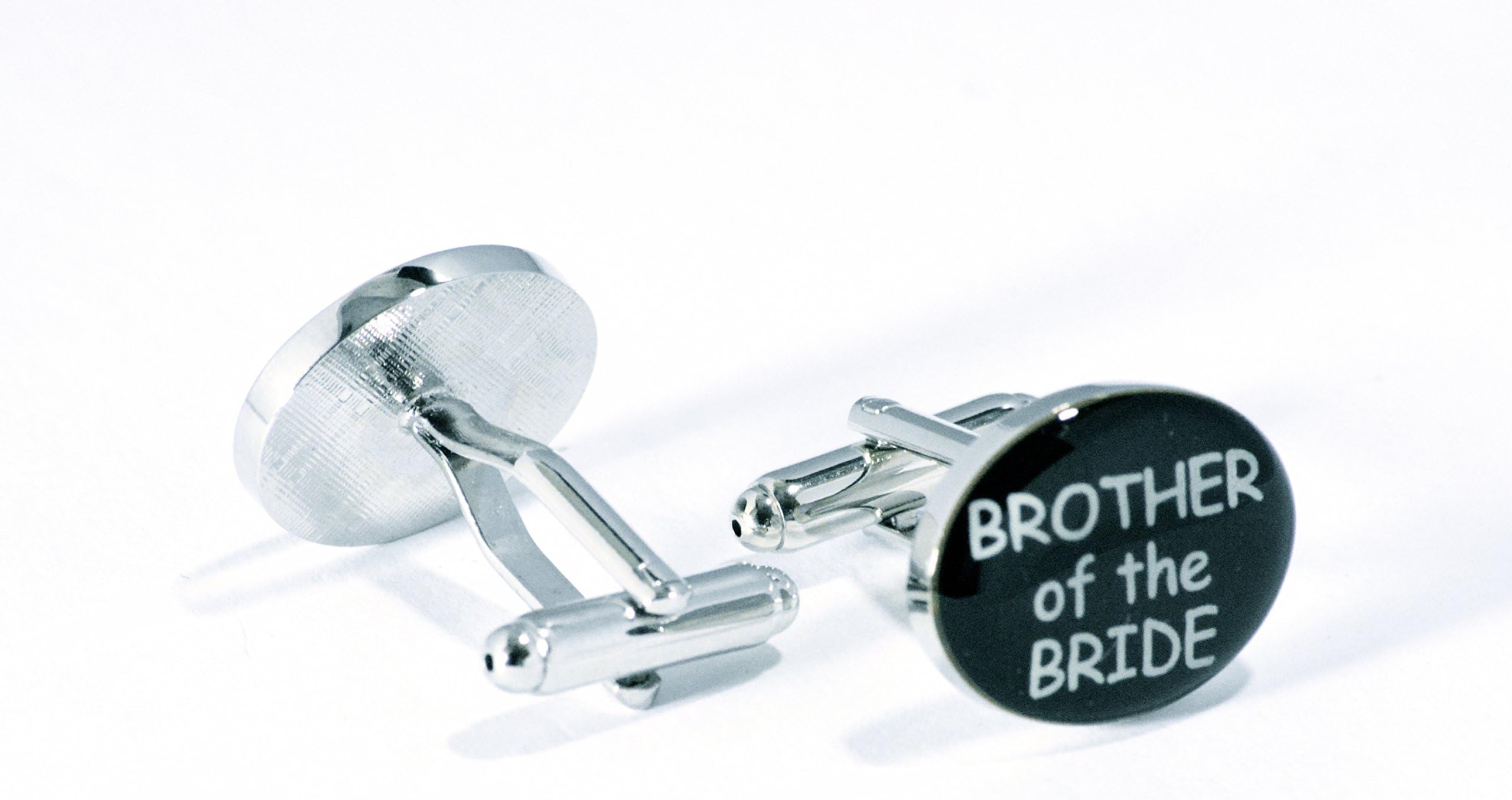 Virens EmpouriumVirens Empourium Men's Cufflinks Black Oval, Best Man, Groom, Usher, Page Boy and Many More Titles with Gift Pouch with Every Pair of Cuff links (Brother of the Bride)