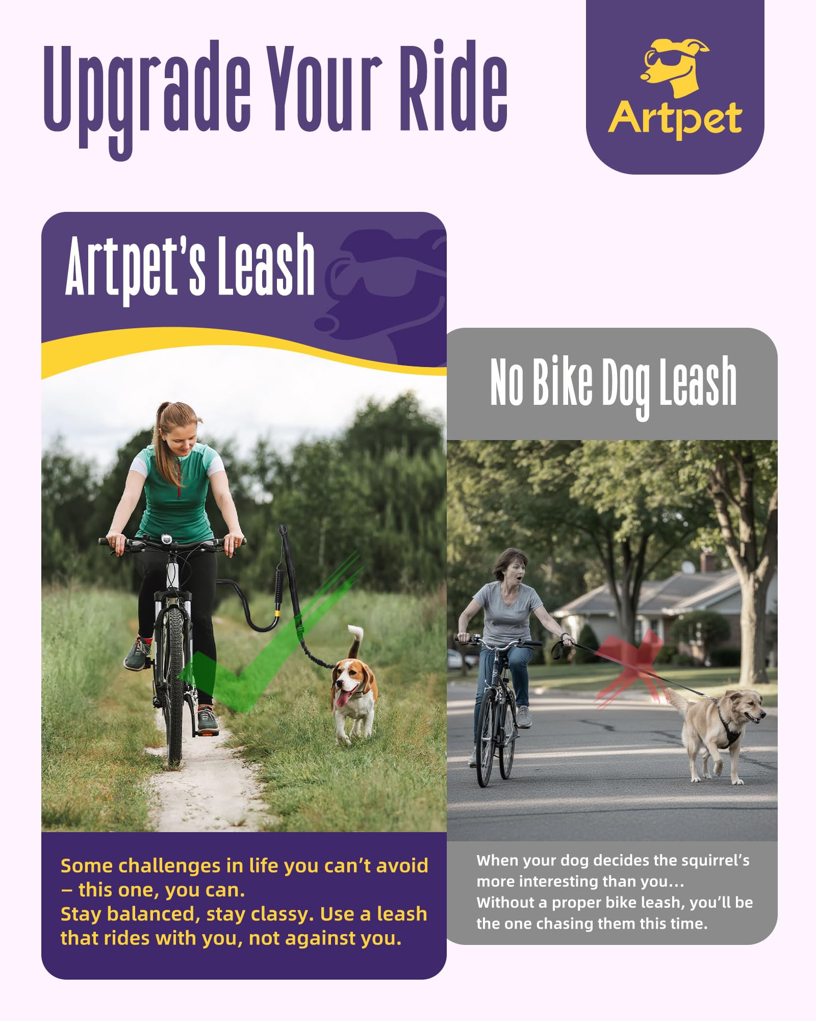 Guinzaglio Mani Bici Libere Per Cani- Bici Per Cani Al Guinzaglio Di 180°, Forte Assorbimento Degli Urti | Regolabile | Allenamento Jogging, Rimovibile&Ciclismo | Modello mani libere regolabile e rimovibile a 180°. Forte assorbimento degli urti, ideale pe