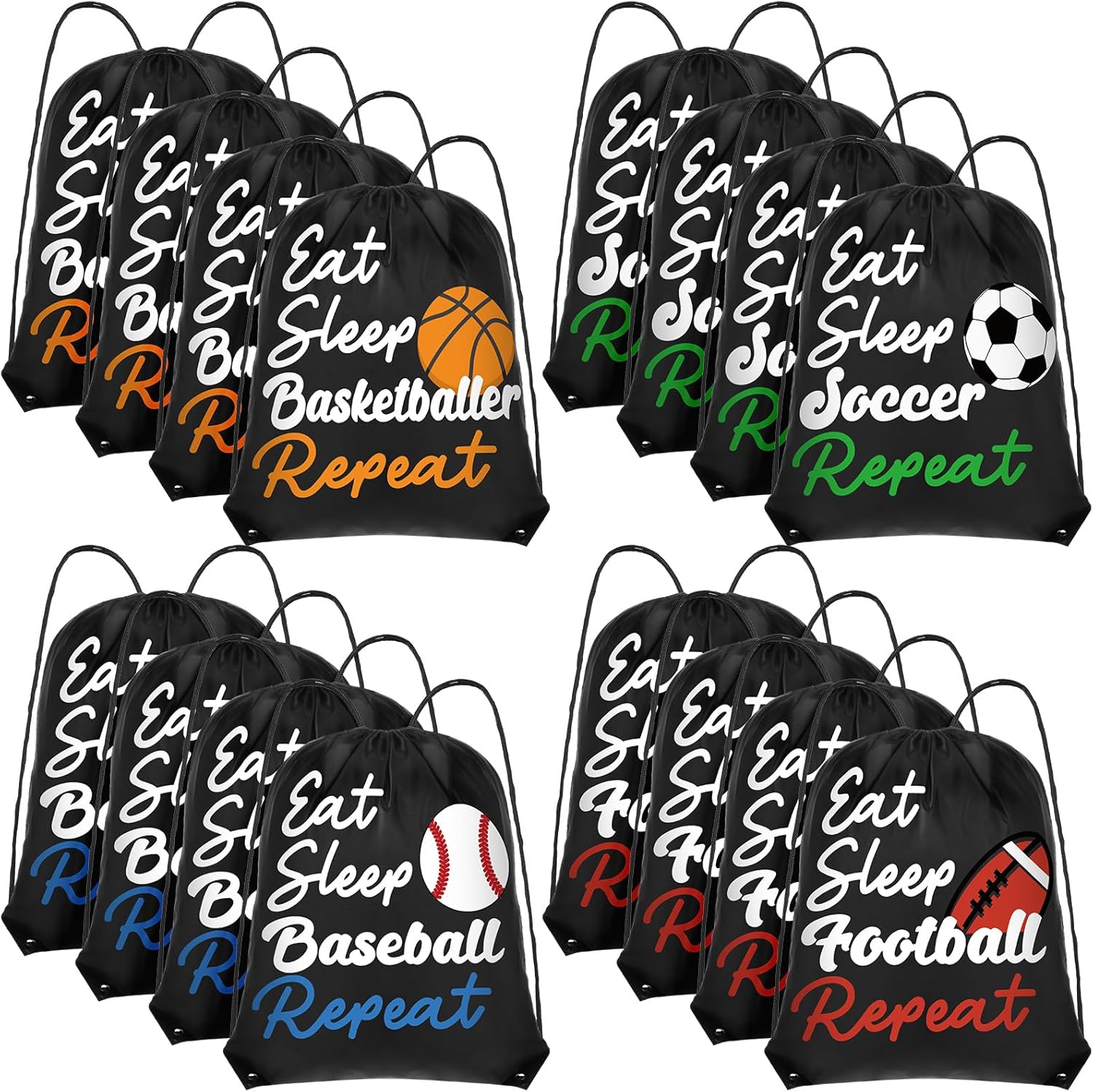 Windyun 16 Pcs Ball Drawstring Backpack Bulk Lightweight