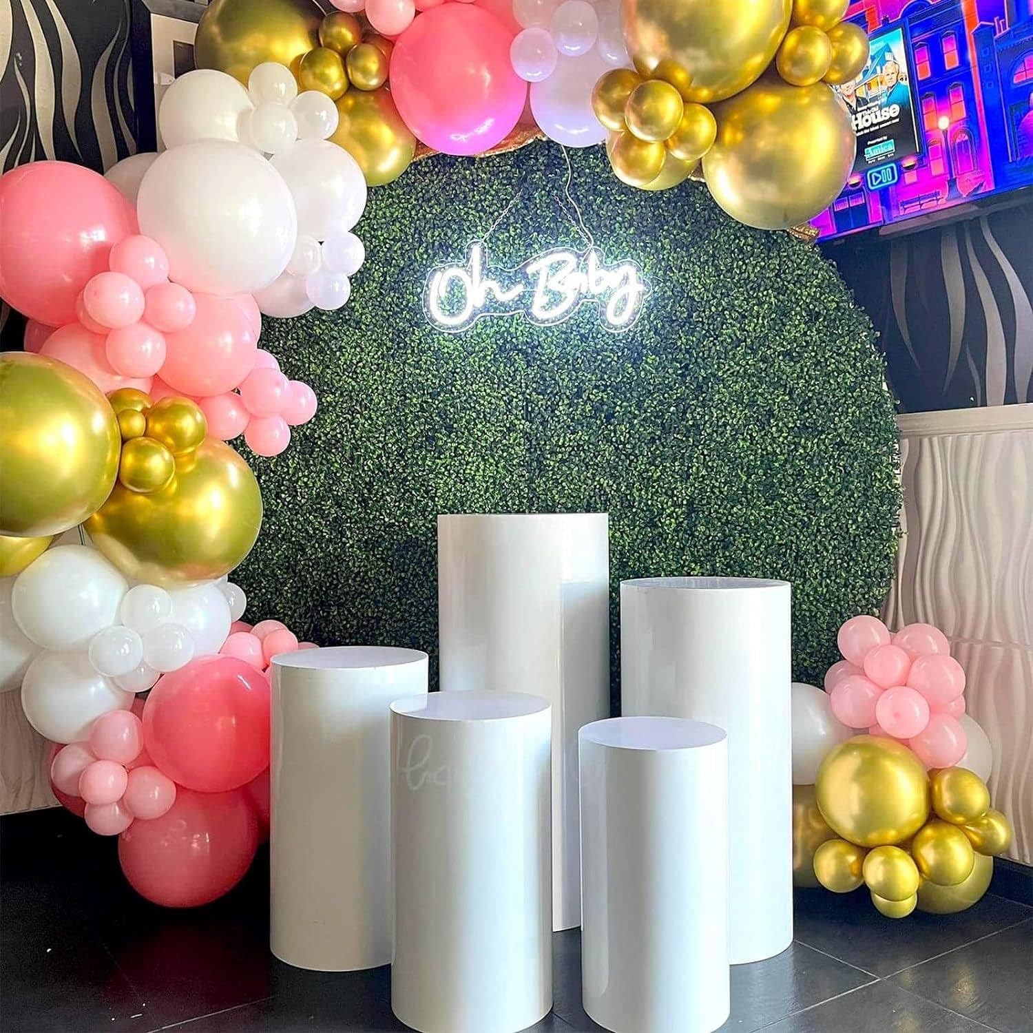 Cubiertas de Soporte CilíNdrico, Pedestales Blancos Soporte para Adornos Soporte para Pasteles y Flores Boda, Centros Mesa, Soporte de ExhibicióN de Pedestal CilíNdrico (3 Piezas)