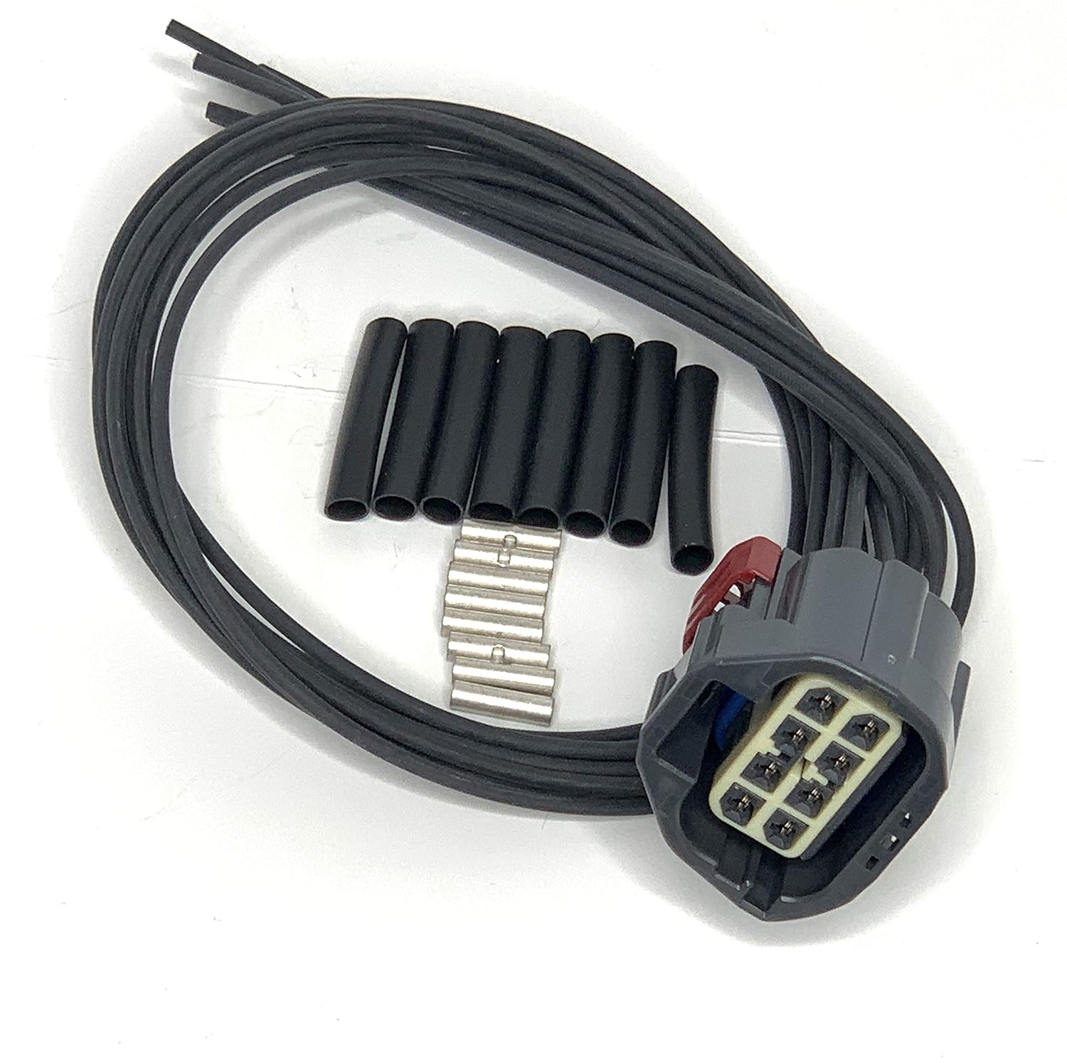 New Equivalent Replacement Pigtail Harness for WPT-521 / 3U2Z-14S411-TZA - 8 Cavities, 14AWG, Black, Automotive Electrical Wiring Harnesses
