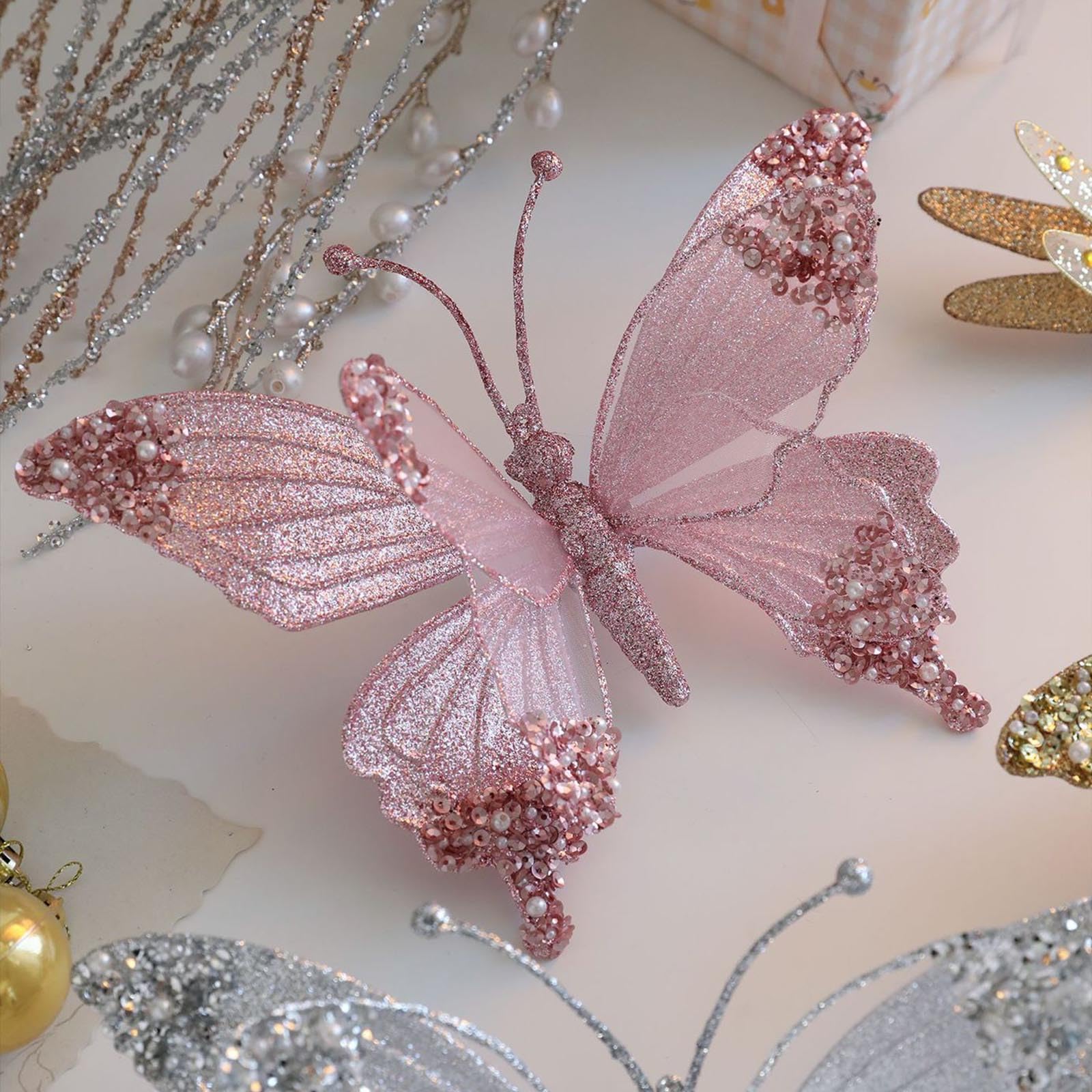 Ornamento da appendere a forma di farfalla e libellule di Natale, robusto, infrangibile, portatile, decorazioni per albero di Natale