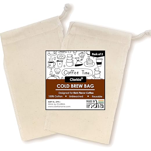 Clarkia Coffee Brewer Cotton Bags Reusable Pack of 2 6  4