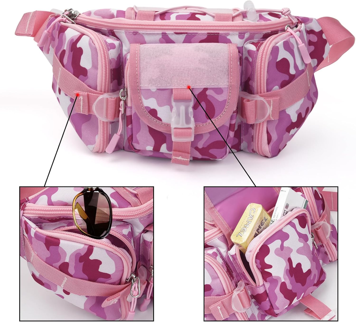 ArcEnCiel Tactical Fanny Pack for Men Women Waist Bag Hip Belt Outdoor Hiking Fishing Bumbag with Patch - Image 4