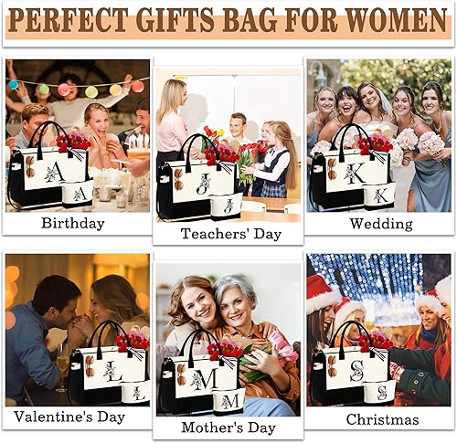 Miniatura 5 de Regalos de cumpleaños para mujeres y ella, bolsa de lona con monograma, bolsa de maquillaje, regalos personalizados para profesores, amigas, para