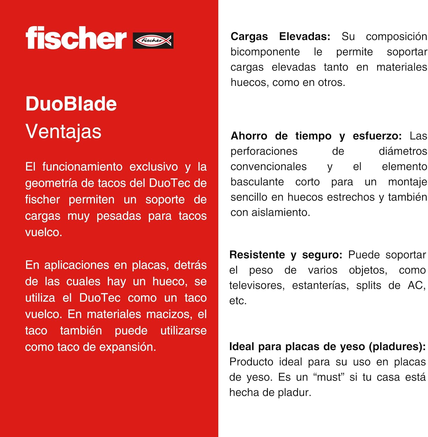 Fischer DuoTec 12 S PH, Metal Reinforced Toggle-Plug with Panhead Screw, Powerful wall Anchor to Attach wardrobes, Hanging cabinets, etc. in prefabricated Building Materials, 10 Plugs & 10 Screws