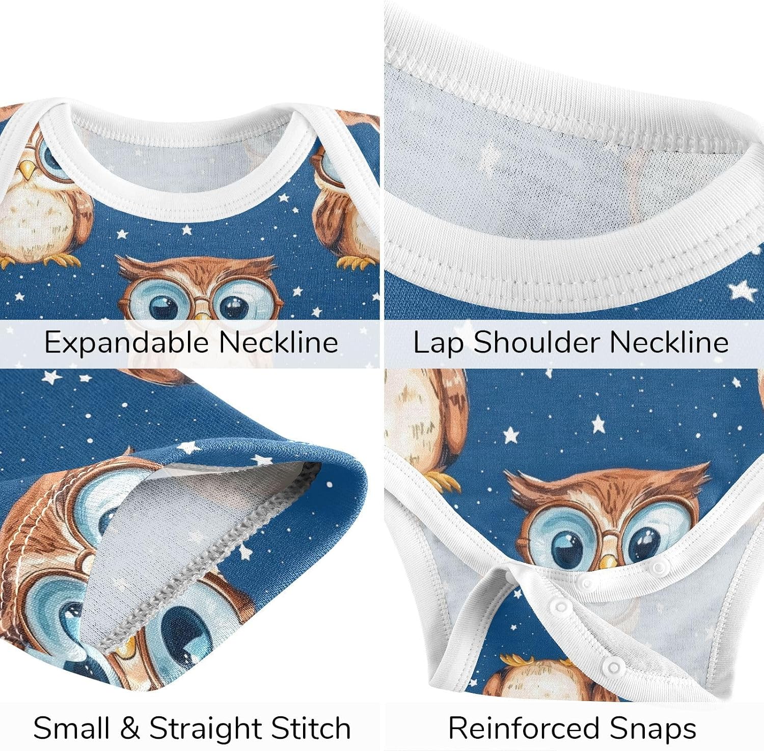 vvfelixl Baby Clothes Owl in Glasses Baby Bodysuits Set Unisex Short Sleeve Babys Pants Sets 0-3M