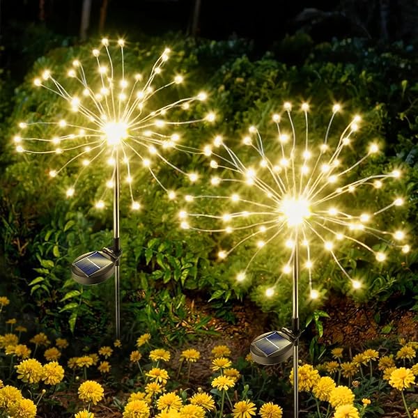 Anordsem Solar Garden Lights Outdoor: Bendable Copper Wire with 120 LED Firework Beads - Waterproof DIY Decorating for Y