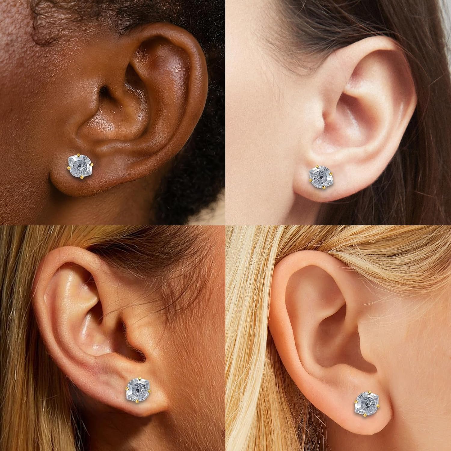 Hypoallergenic Titanium Screw Back Evil Eye Stud Earrings 20G Post for Sensitive Ears 5A Cubic Zirconia for Women Men Double Side Earrings Piercing Sleeper Studs Jewelry