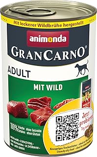 animonda GranCarno Hunde Nassfutter mit Wild (6 x 400 g), getreidefreies Hundenassfutter ohne Zucker, für ausgewachsene Hunde, mit frischen fleischigen Zutaten product image