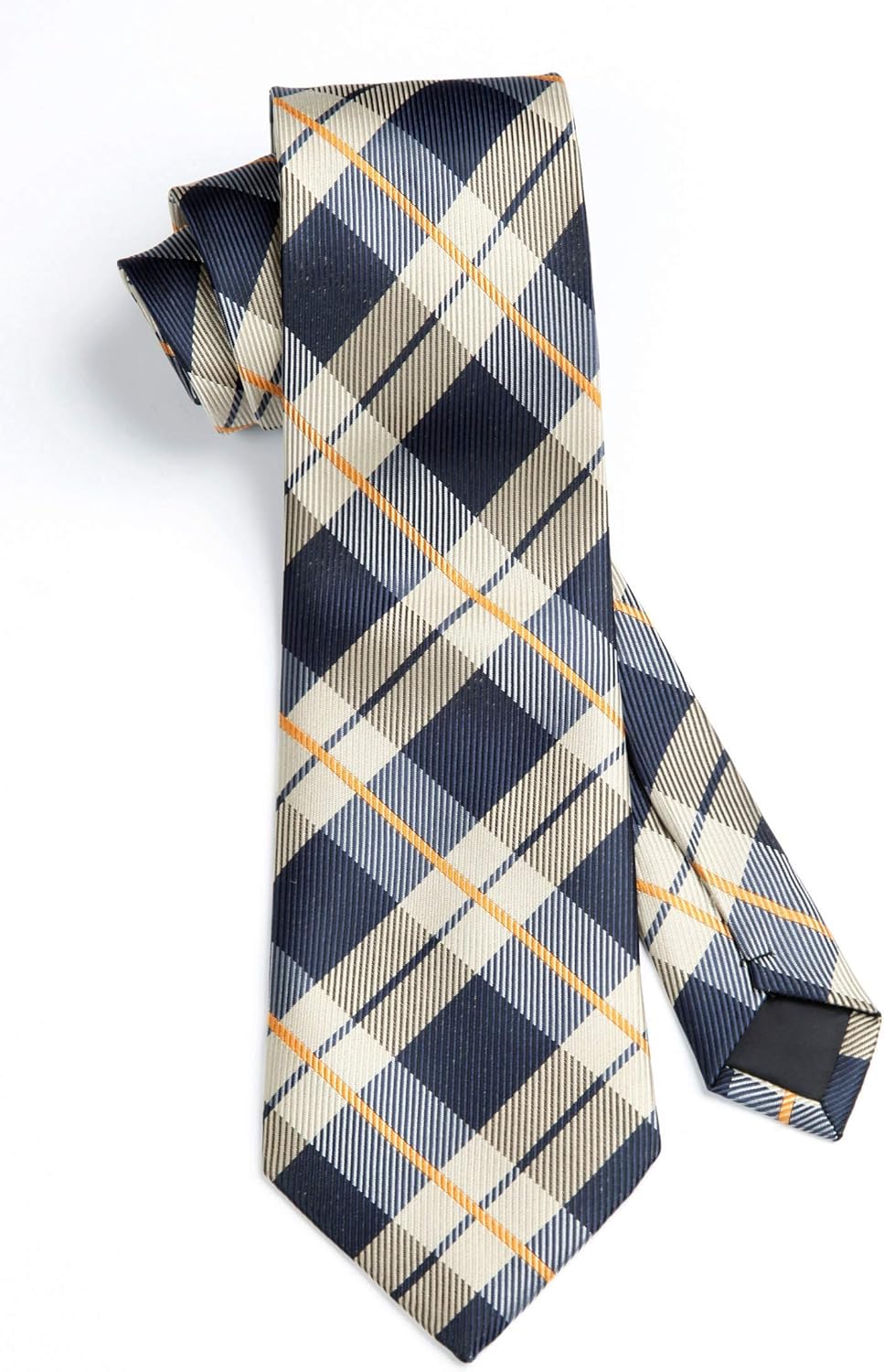 HISDERN Plaid Checkered Tie Handkerchief Woven Classic Formal Men's Necktie & Pocket Square Set - Image 3