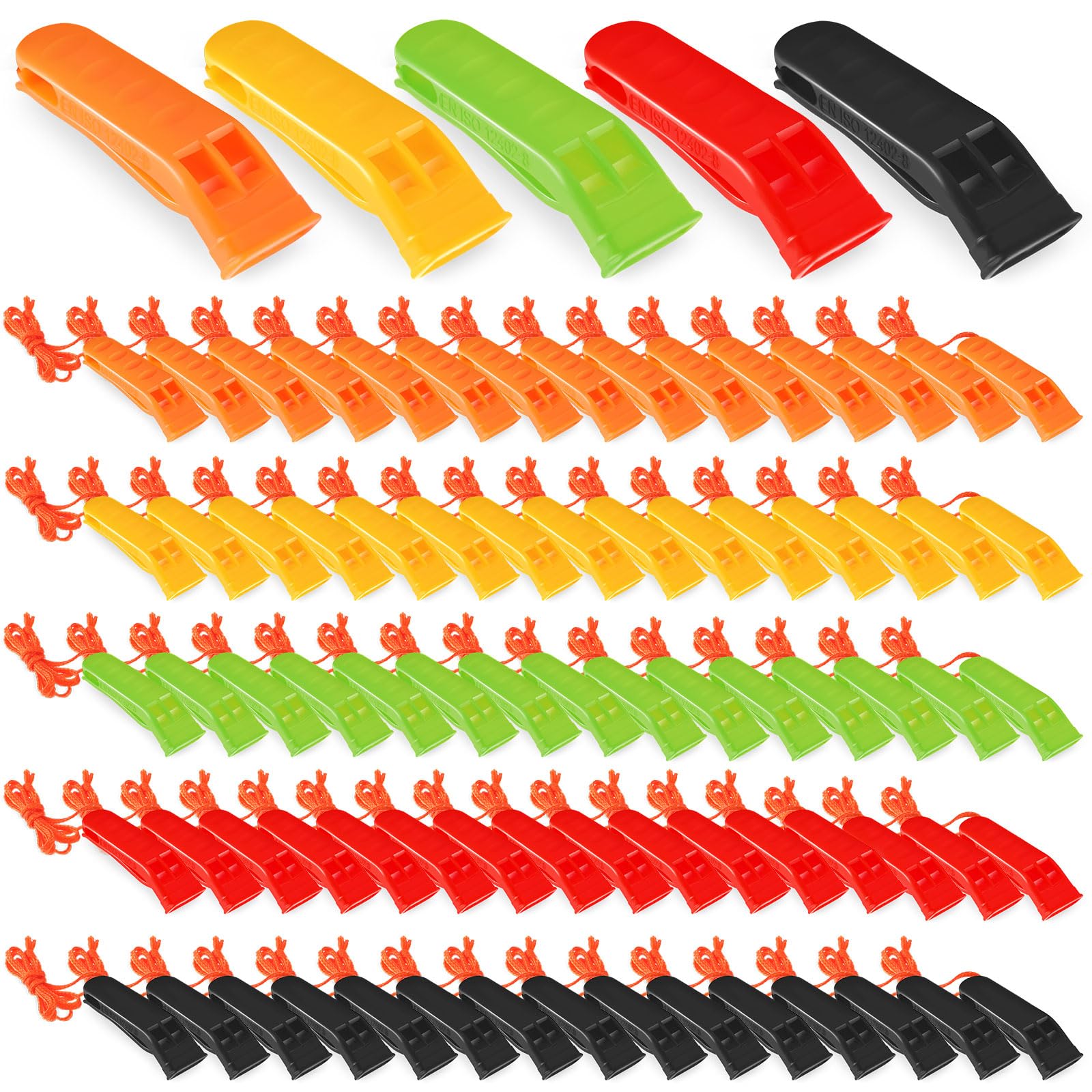 Sotiff 100 Pieces Emergency Whistles with Lanyard