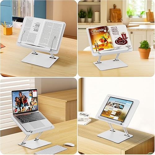 Miniatura 8 de BESIGN BS01 - Soporte de libro para lectura, soporte ajustable para libros, soporte ergonómico para laptop con clips elásticos para páginas para