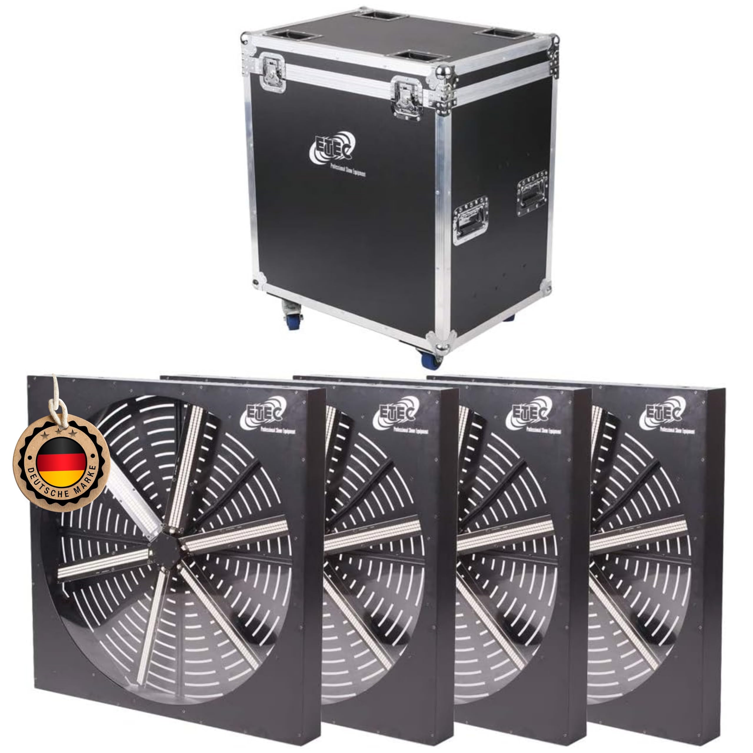 ETEC Professional LED Fan 7070 RGB Ventilator Licht Effekt TV Studio Show Bühne Dekoration DJ Set mit Flightcase Tourpack DMX Veranstaltung Bühnenbeleuchtung