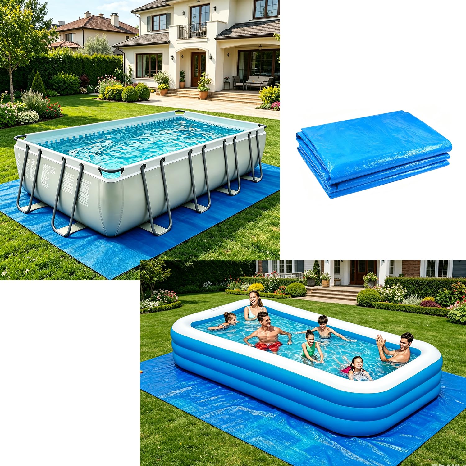 Tappetino rettangolare per piscina, 700 x 400 cm