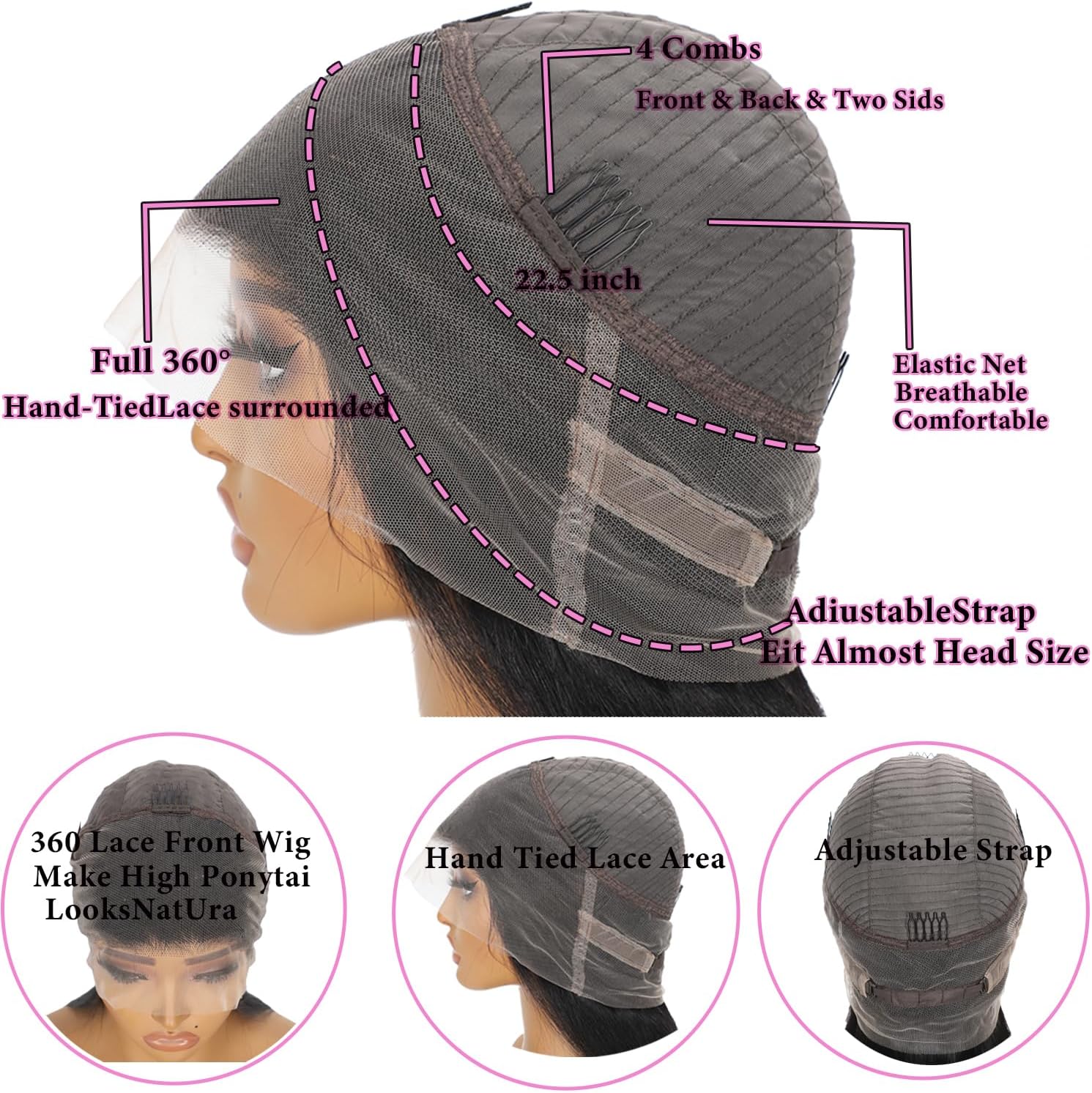 Deep Wave 360 Lace Front Wigs - Human Hair, Pre-Plucked with Baby Hair, Brazilian Virgin, 24 Inch