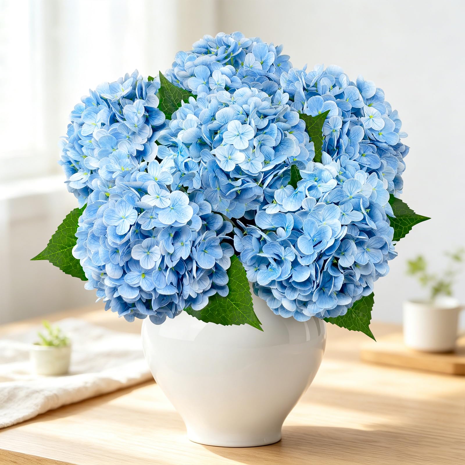 Photo 1 of VUAHAUL 6 PCS Real Touch White Hydrangea Artificial Flowers 20.5"