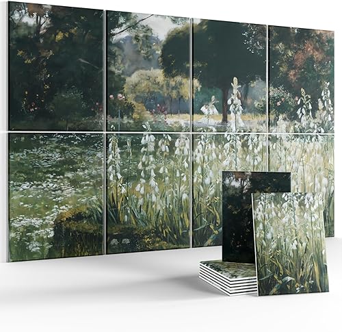 Paneles acústicos de arte para pared, paneles de pared insonorizados de 47 x 31 pulgadas, paquete de 8 con 50 pestañas adhesivas extraíbles seguras,