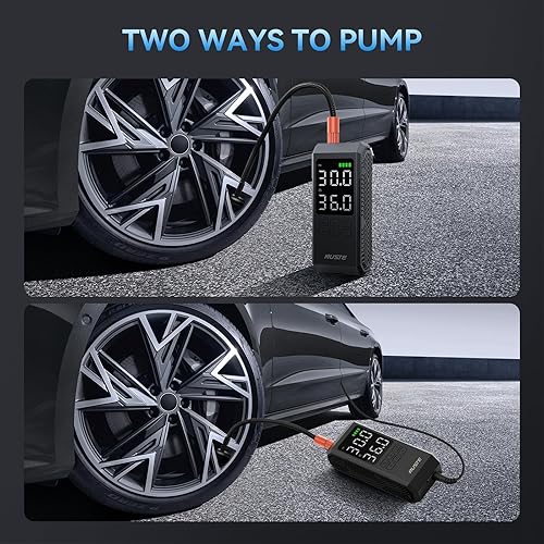 Miniatura 4 de Inflador de neumáticos, compresor de aire portátil, bomba de aire inalámbrica de 150 PSI 25000 mAh, con pantalla LCD digital, inflado rápido 3 veces