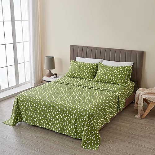 Great Bay Home Juego de sábanas de franela de 4 piezas, 100% algodón turco, tamaño matrimonial, para invierno, sábanas y fundas de almohada, sábanas